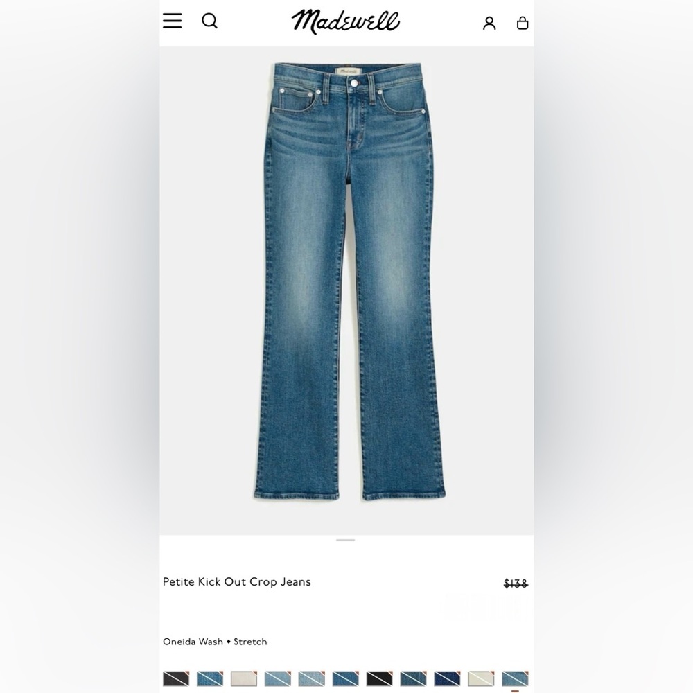 Madewell Mid-Rise Kick Out Jeans, Size 33P